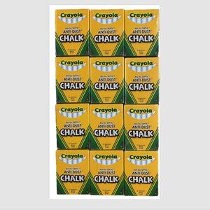 Crayola Anti-Dust Non-Toxic White Chalk 12 Boxes of 12 Sticks = 144 Total Sticks